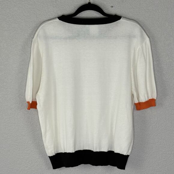 Queen of Sparkles Bears Short Sleeve Sweater Large L Black Orange - Picture 3 of 6